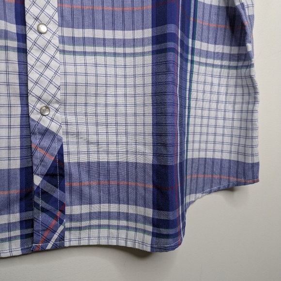 Men's Vintage Single Stitch Pearl Snap Short Sleeve Button Up Plaid Shirt L/XL - Picture 7 of 9